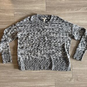 Eileen Fisher Scoop Neck Sweater Organic Cotton Alpaca Wool Blend Marled Small